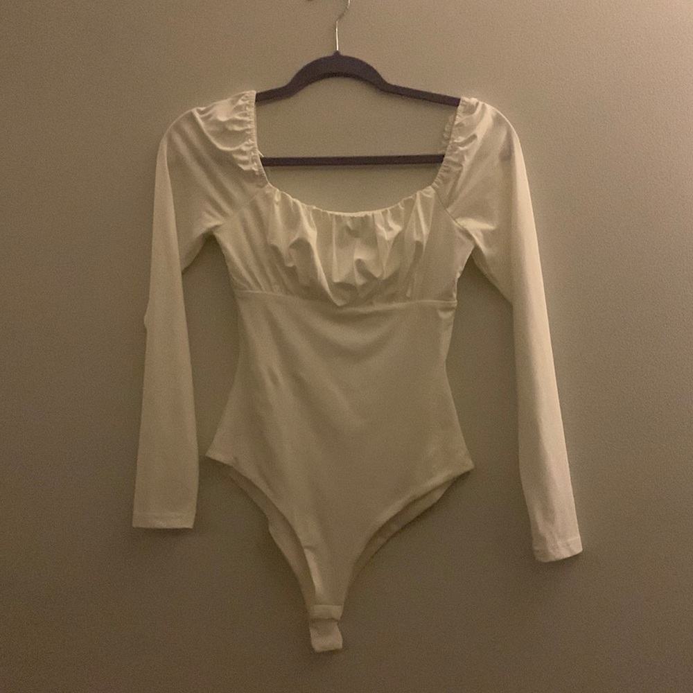 Princess Polly White Long Sleeve Puff Bodysuit